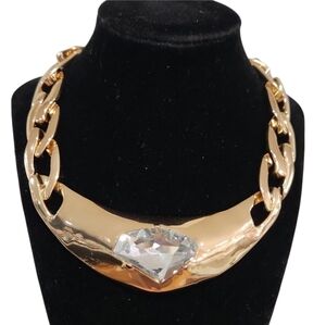 💛 🔹️Natasha🔹️ Couture Stunning  Glass Stone Statement Gold-tone  Necklace
